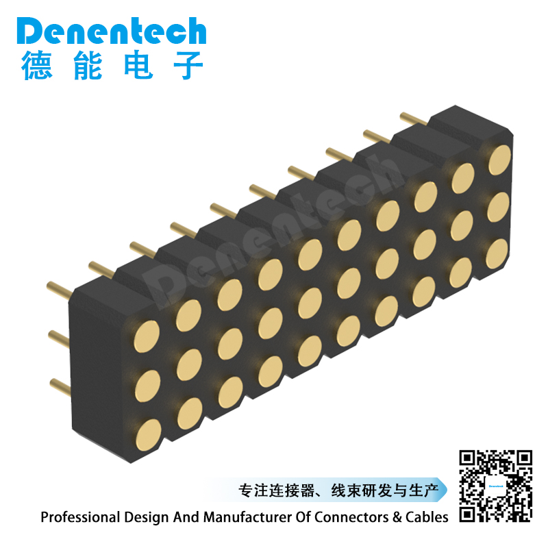 Denentech hot sale product 3.0MM H4.0MM triple row female straight DIP pogo pin connector